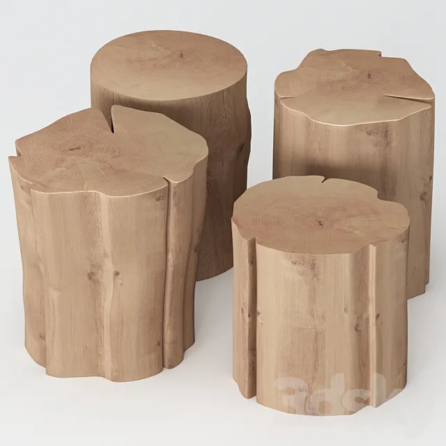 Four coffee tables made of stumps. 3D Model