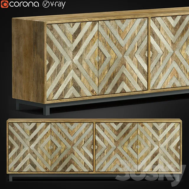 Four-Door Entertainment Console 3DModel Four-Door Entertainment Console 3DModel