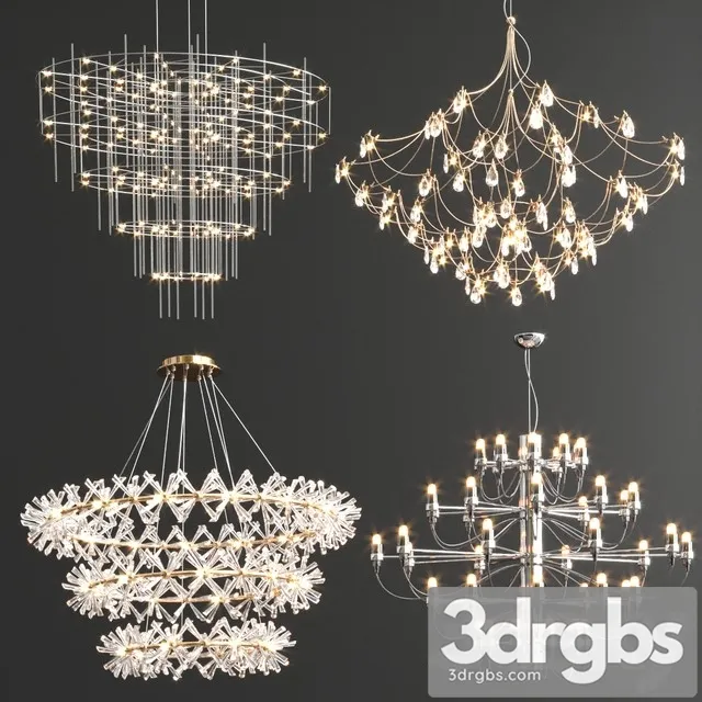 Four Exclusive Chandelier Collection 3D Model Download