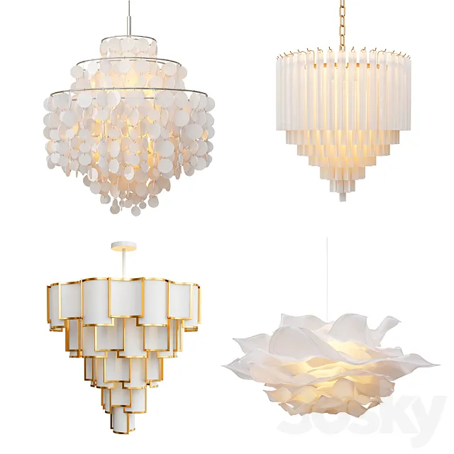 Four Exclusive Chandelier Collection 3D Model