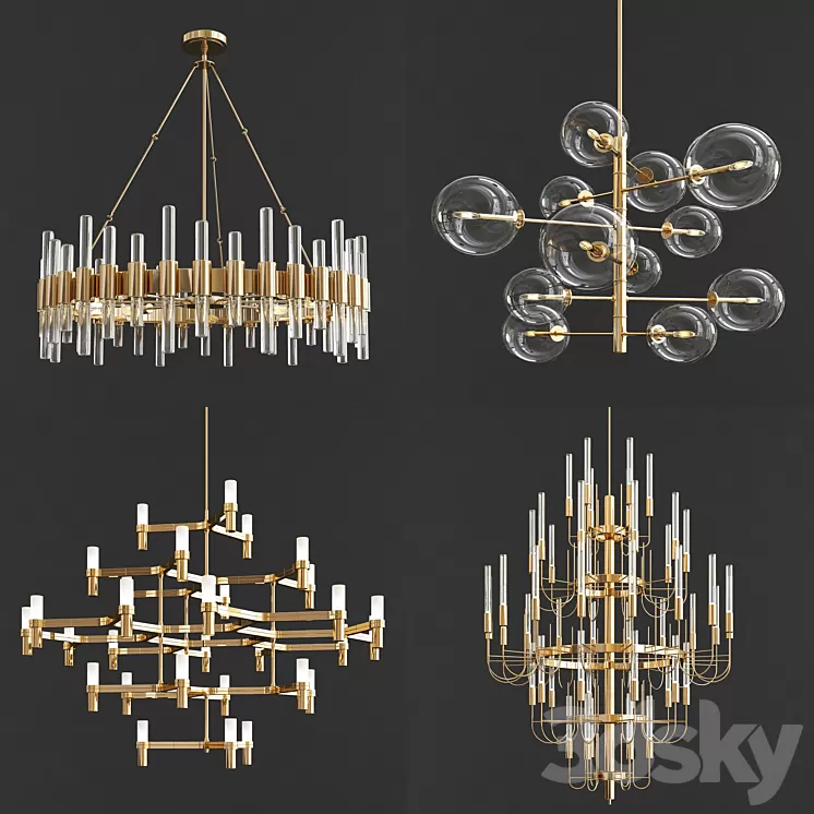 Four Exclusive Chandelier Collection_11 3D Model Four Exclusive Chandelier Collection_11 3D Model