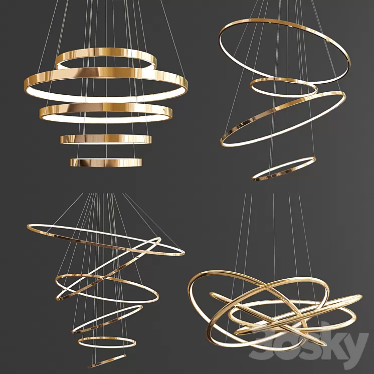 Four Exclusive Chandelier Collection_28 Rings 3D Model Four Exclusive Chandelier Collection_28 Rings 3D Model