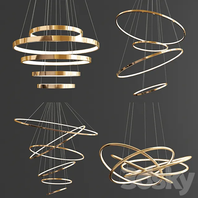 Four Exclusive Chandelier Collection_28 Rings 3DModel Four Exclusive Chandelier Collection_28 Rings 3DModel