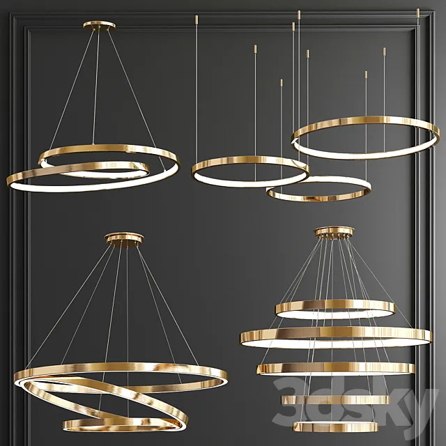 Four Exclusive Chandelier Collection_42 Rings 3D Model Four Exclusive Chandelier Collection_42 Rings 3D Model
