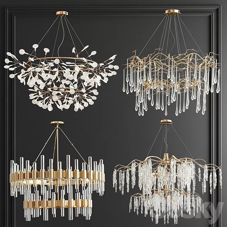 Four Exclusive Chandelier Collection_48 DOUBLE 3D Model Four Exclusive Chandelier Collection_48 DOUBLE 3D Model