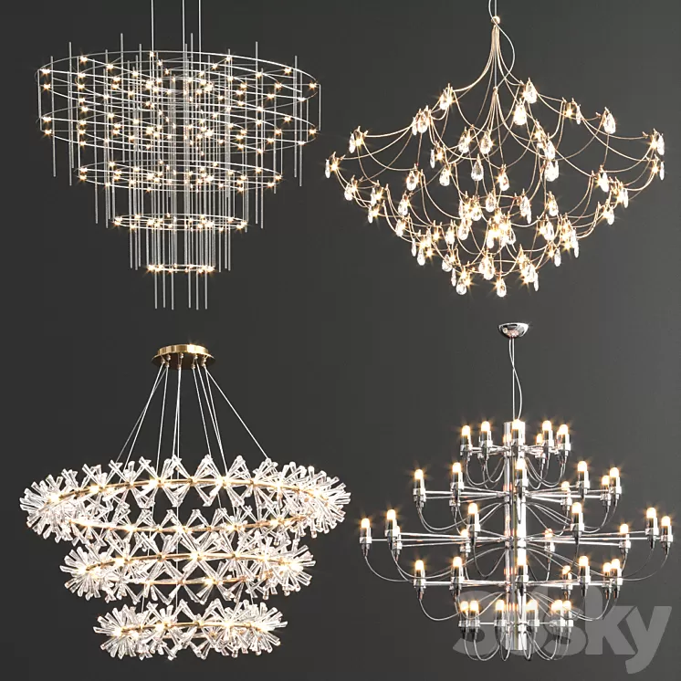 Four Exclusive Chandelier Collection_79 3D Model Four Exclusive Chandelier Collection_79 3D Model