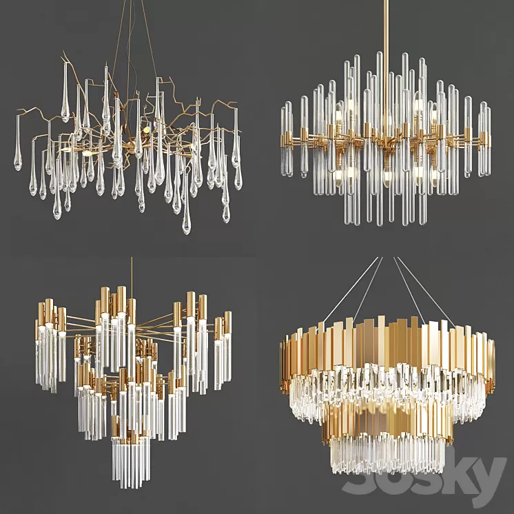 Four Exclusive Chandelier Collection_8 3D Model Four Exclusive Chandelier Collection_8 3D Model