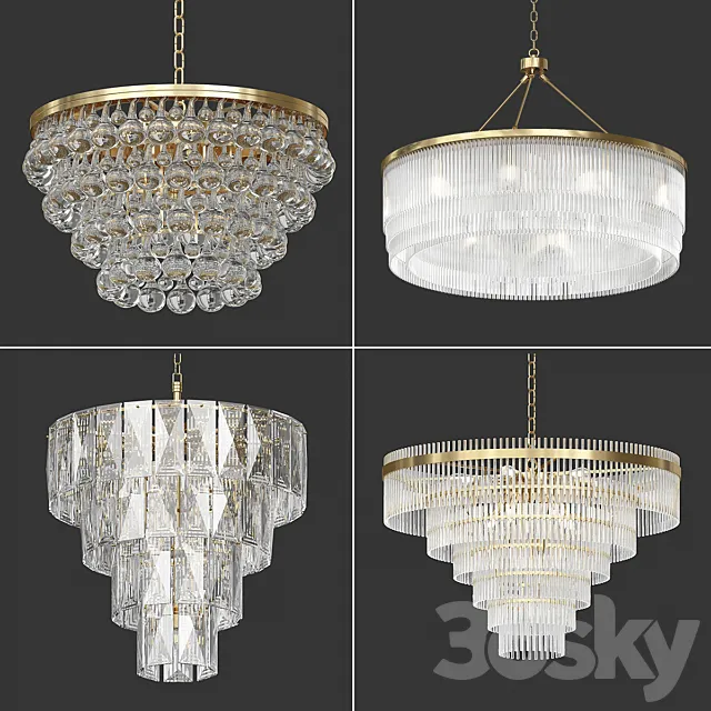 Four exclusive Eichholtz chandeliers 3D Model Four exclusive Eichholtz chandeliers 3D Model