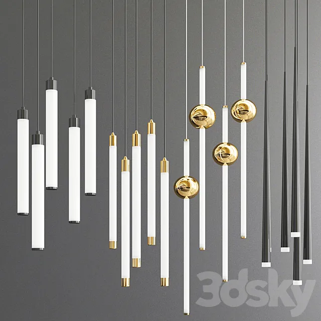 Four hanging lamps 3D Model Four hanging lamps 3D Model