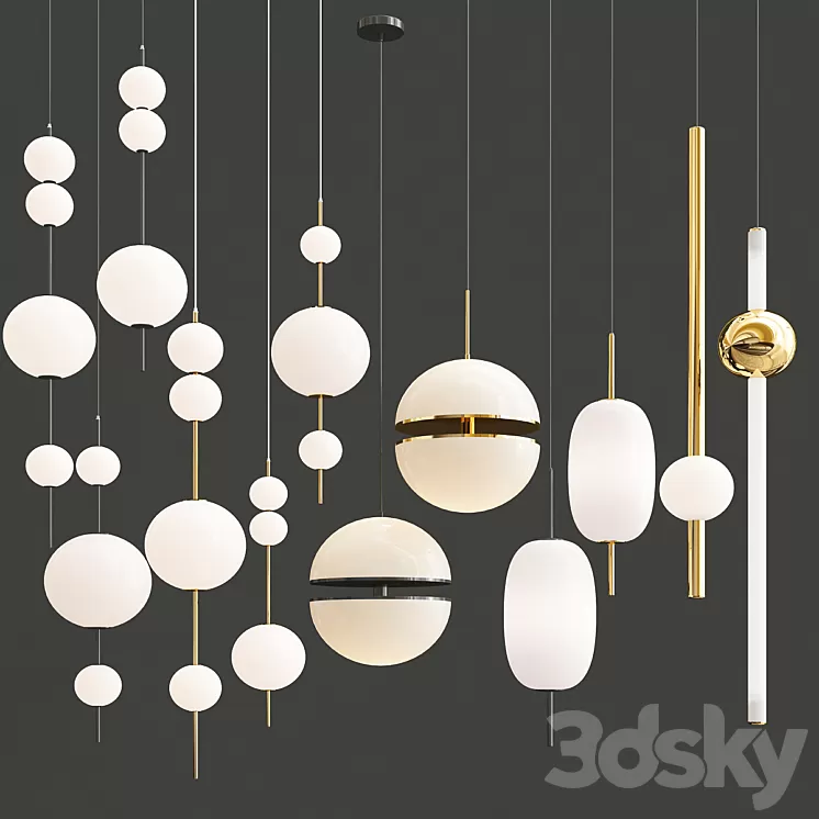 Four hanging lamps 3D Model Four hanging lamps 3D Model