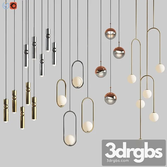 Four Hanging Light Set 01 3D Model Download