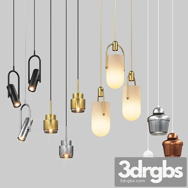 Four hanging light set 02 3D Model Download