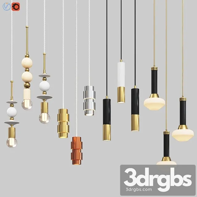 Four hanging light set 03 3D Model Download