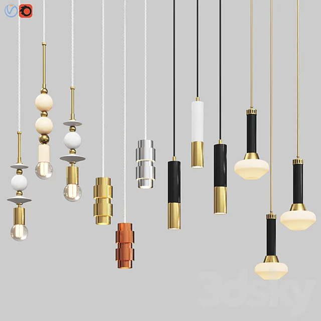 Four Hanging Light Set 03 3DModel