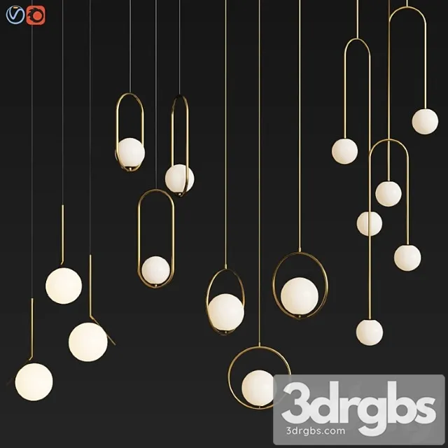 Four hanging light set 04 3D Model Download