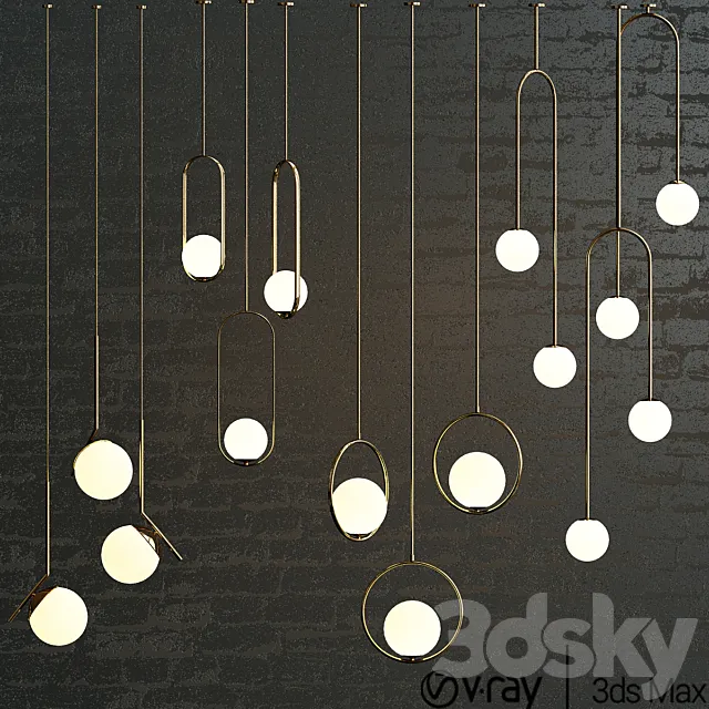 Four Hanging Light Set 04 3DModel