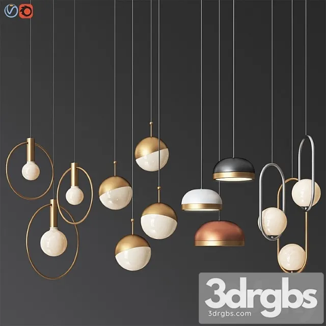 Four hanging light set 07 3D Model Download