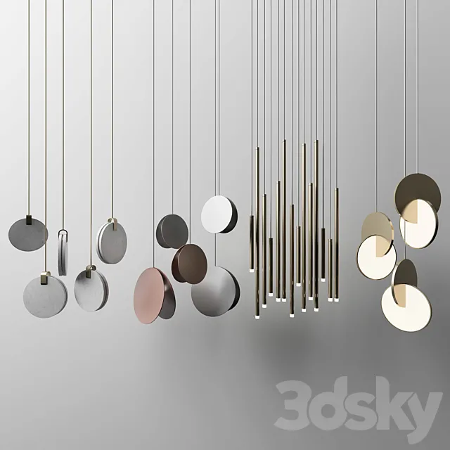 Four Hanging Lights 3 3D Model Four Hanging Lights 3 3D Model