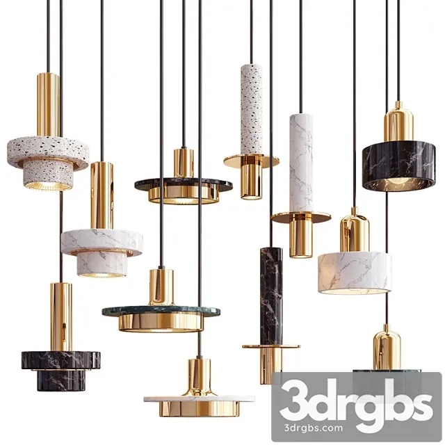 Four hanging lights 47 exclusive marble 3D Model Download