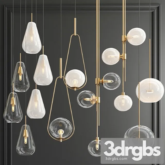 Four Hanging Lights 56 Milk Clear 3D Model Download