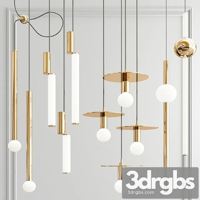 Four hanging lights 64 3D Model Download