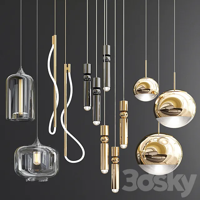 Four Hanging Lights 71 3D Model Four Hanging Lights 71 3D Model