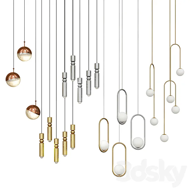 Four Hanging Lights_3 3DModel