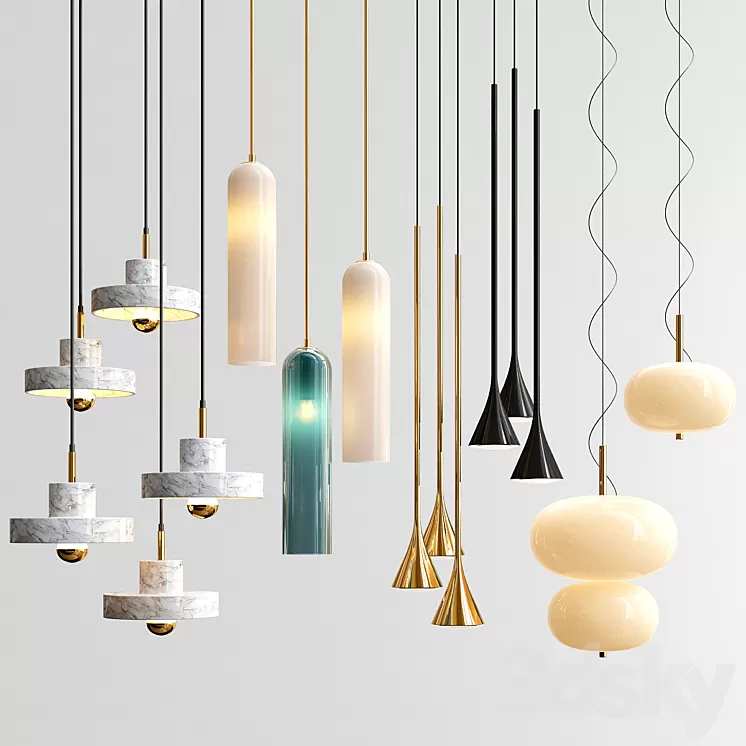 Four Hanging Lights_30 Exclusive 3D Model Four Hanging Lights_30 Exclusive 3D Model