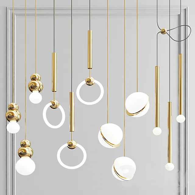Four Hanging Lights_32 Exclusive 3DModel Four Hanging Lights_32 Exclusive 3DModel