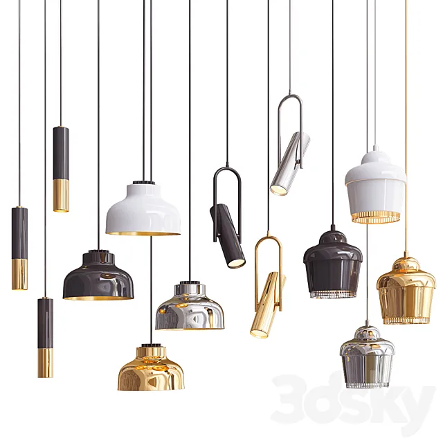 Four Hanging Lights_33 Mix 3D Model Four Hanging Lights_33 Mix 3D Model