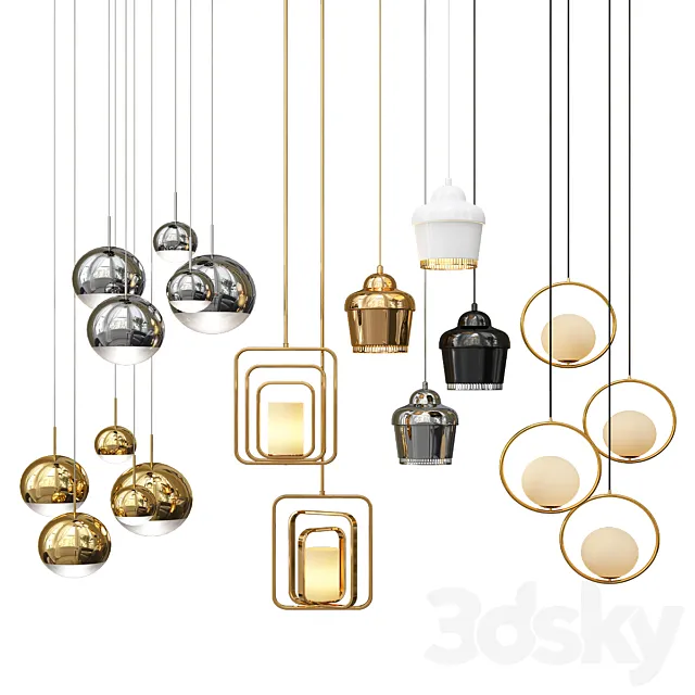 Four Hanging Lights_4 3D Model