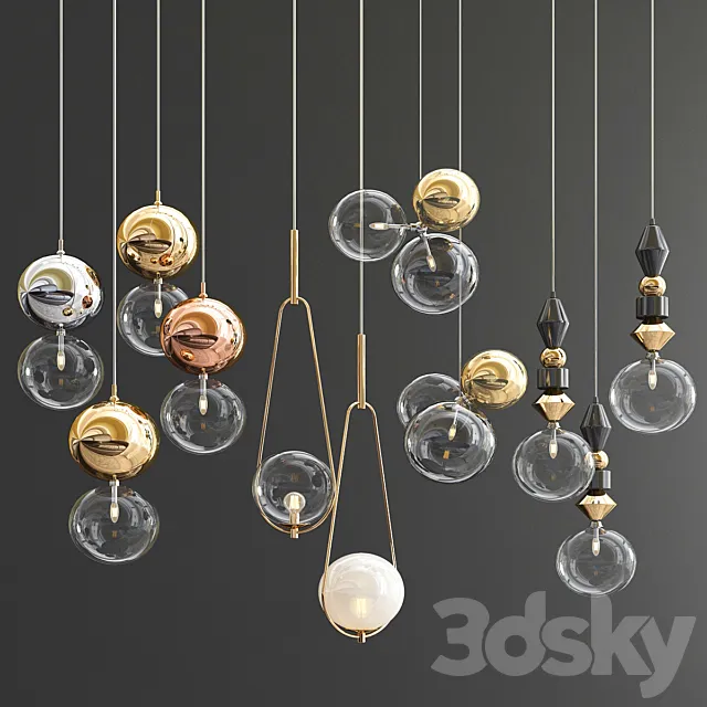Four Hanging Lights_41 Exclusive Glass Ball 3D Model