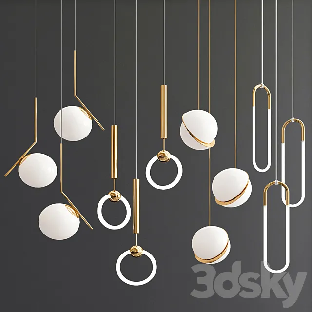 Four Hanging Lights_42 THE BEST 3D Model Four Hanging Lights_42 THE BEST 3D Model