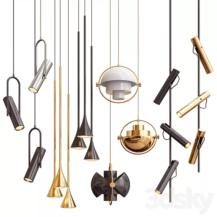 Four Hanging Lights_44 Minimalist 3D Model Four Hanging Lights_44 Minimalist 3D Model