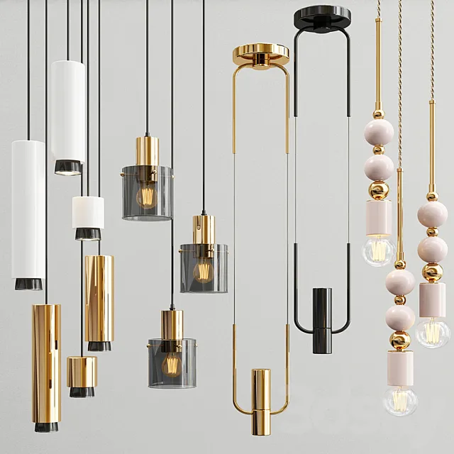 Four Hanging Lights_45 Exclusive 3D Model Four Hanging Lights_45 Exclusive 3D Model