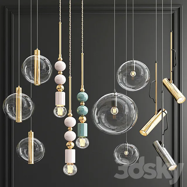 Four Hanging Lights_55 3D Model