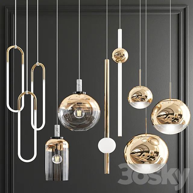 Four Hanging Lights_57 3DModel Four Hanging Lights_57 3DModel