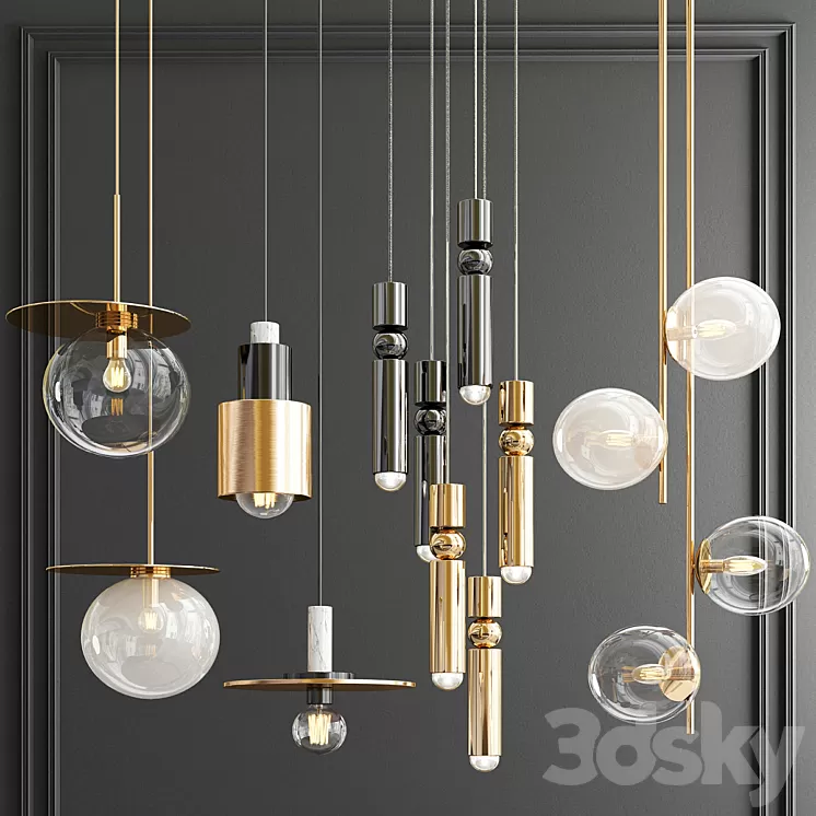 Four Hanging Lights_58 3D Model Four Hanging Lights_58 3D Model