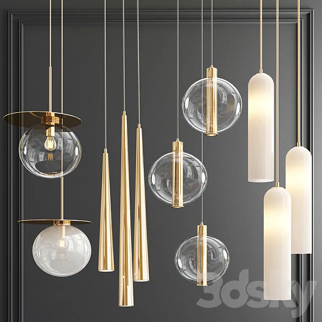 Four Hanging Lights_62 3D Model Four Hanging Lights_62 3D Model