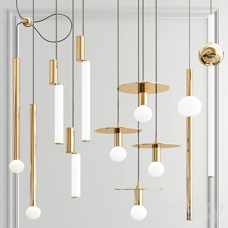 Four Hanging Lights_64 3D Model Four Hanging Lights_64 3D Model