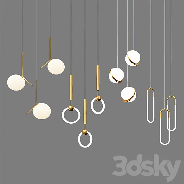 Four Hanging Lights_8 3D Model