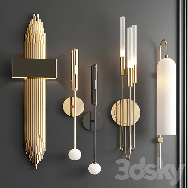 Four Nice Wall Lights_11 3D Model Four Nice Wall Lights_11 3D Model