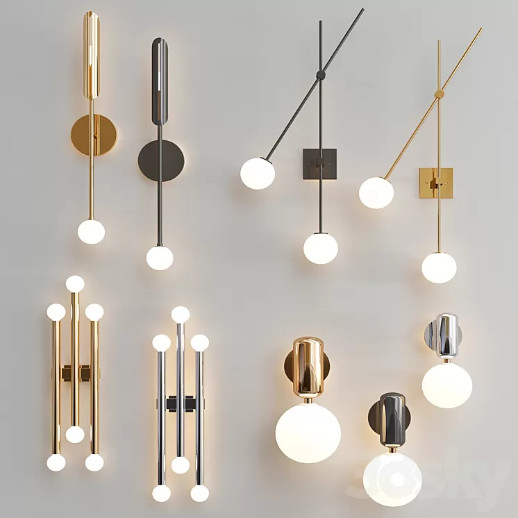 Four Nice Wall Lights_7 3D Model Four Nice Wall Lights_7 3D Model