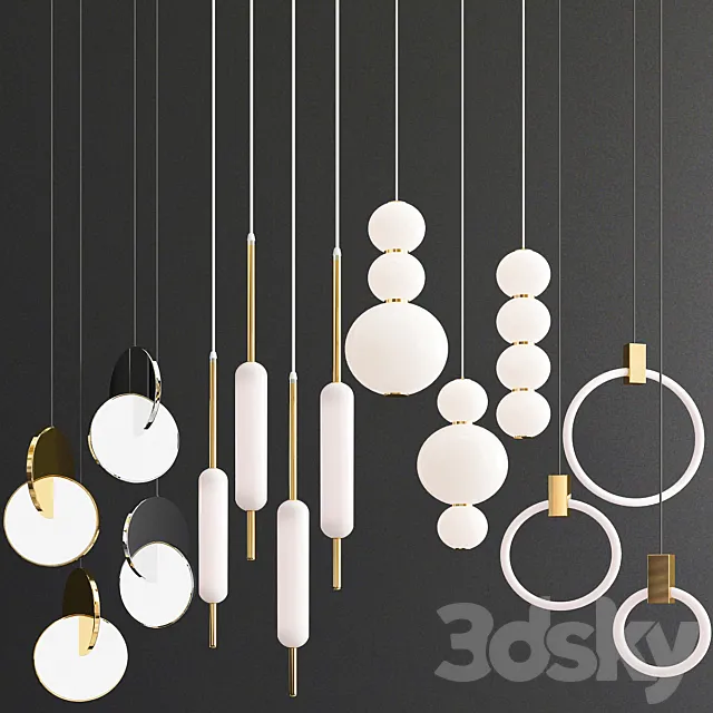 Four pendant lamps 3D Model Four pendant lamps 3D Model