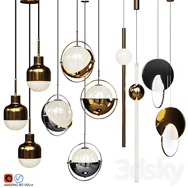 Four Pendant Lights amazing set vol. 14 3DModel
