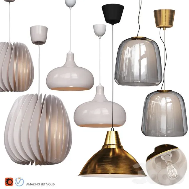 Four Pendant Lights amazing set vol. 15 3D Model