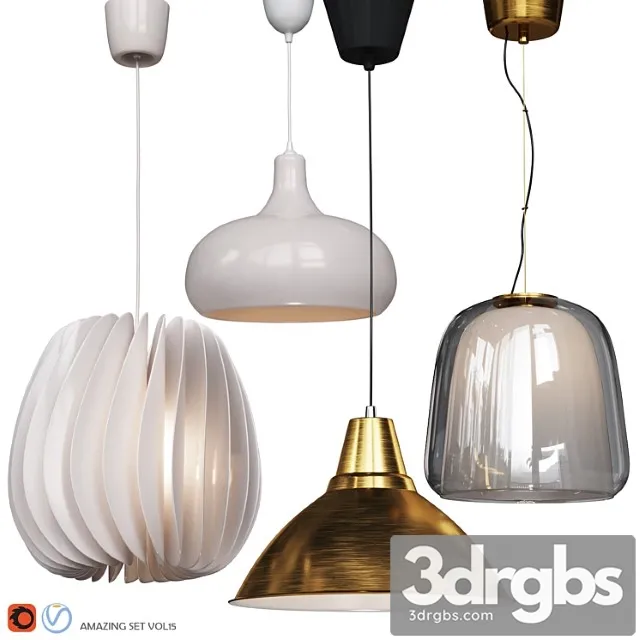 Four Pendant Lights Amazing Set Vol 15 3D Model Download
