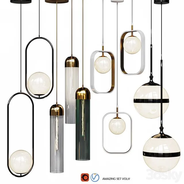 Four Pendant Lights amazing set vol. 17 3D Model