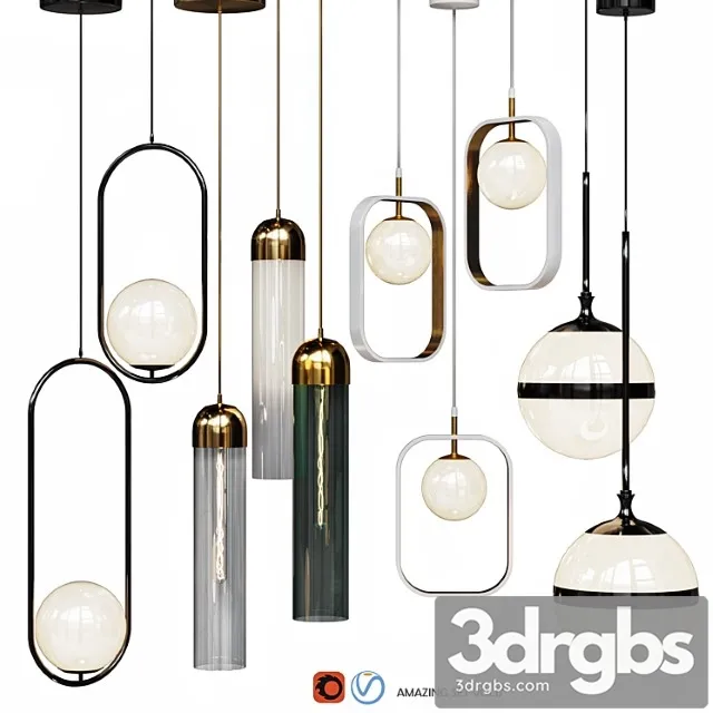 Four pendant lights amazing set vol. 17 3D Model Download
