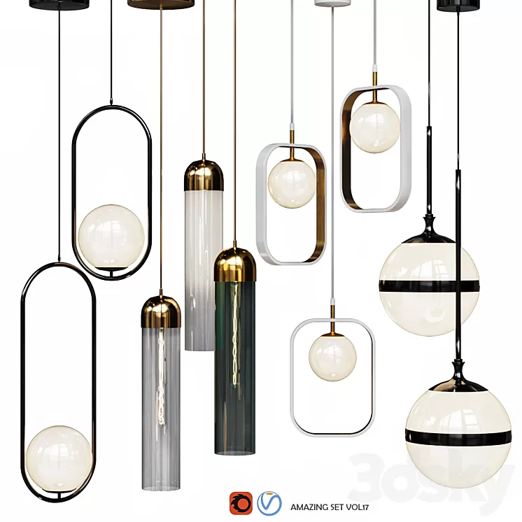 Four Pendant Lights amazing set vol. 17 3D Model